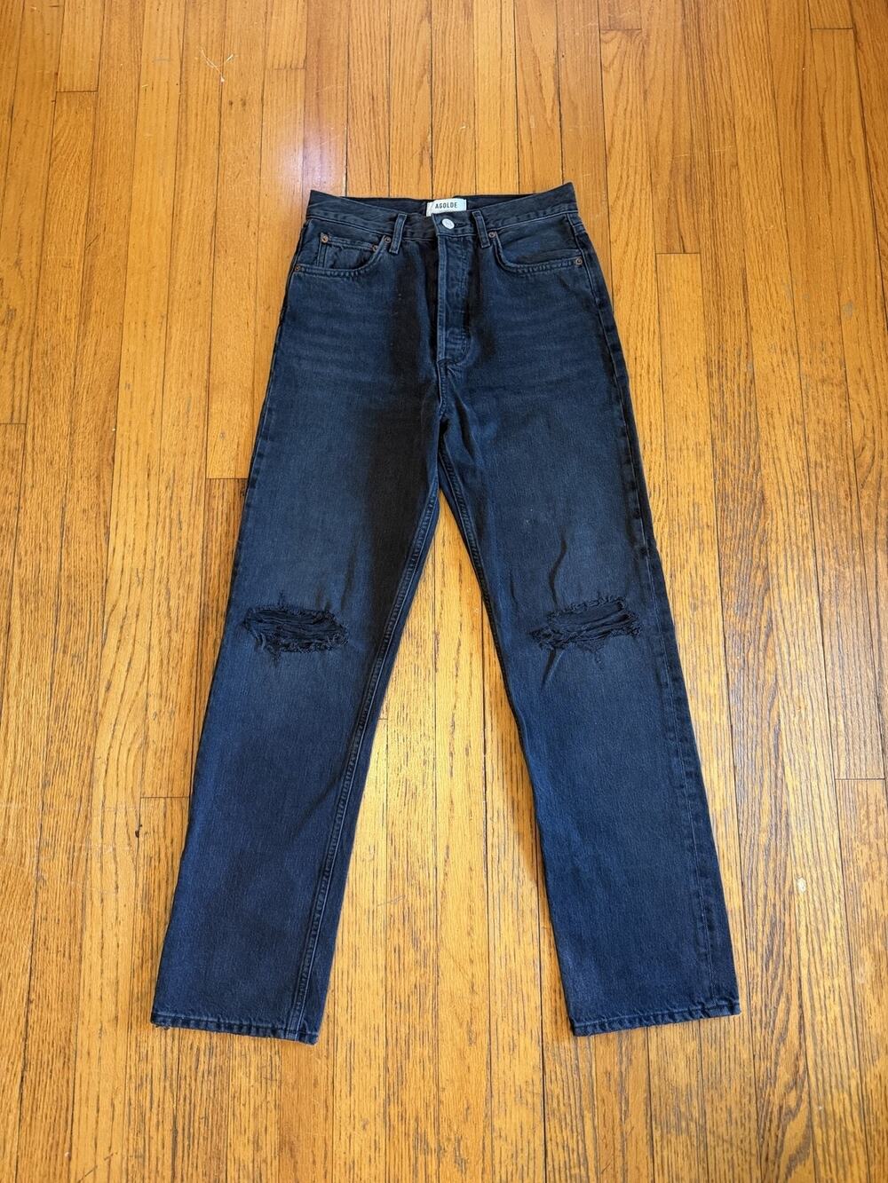 AGOLDE 90s Pinch Jeans Distressed High Rise Womens 26 Black